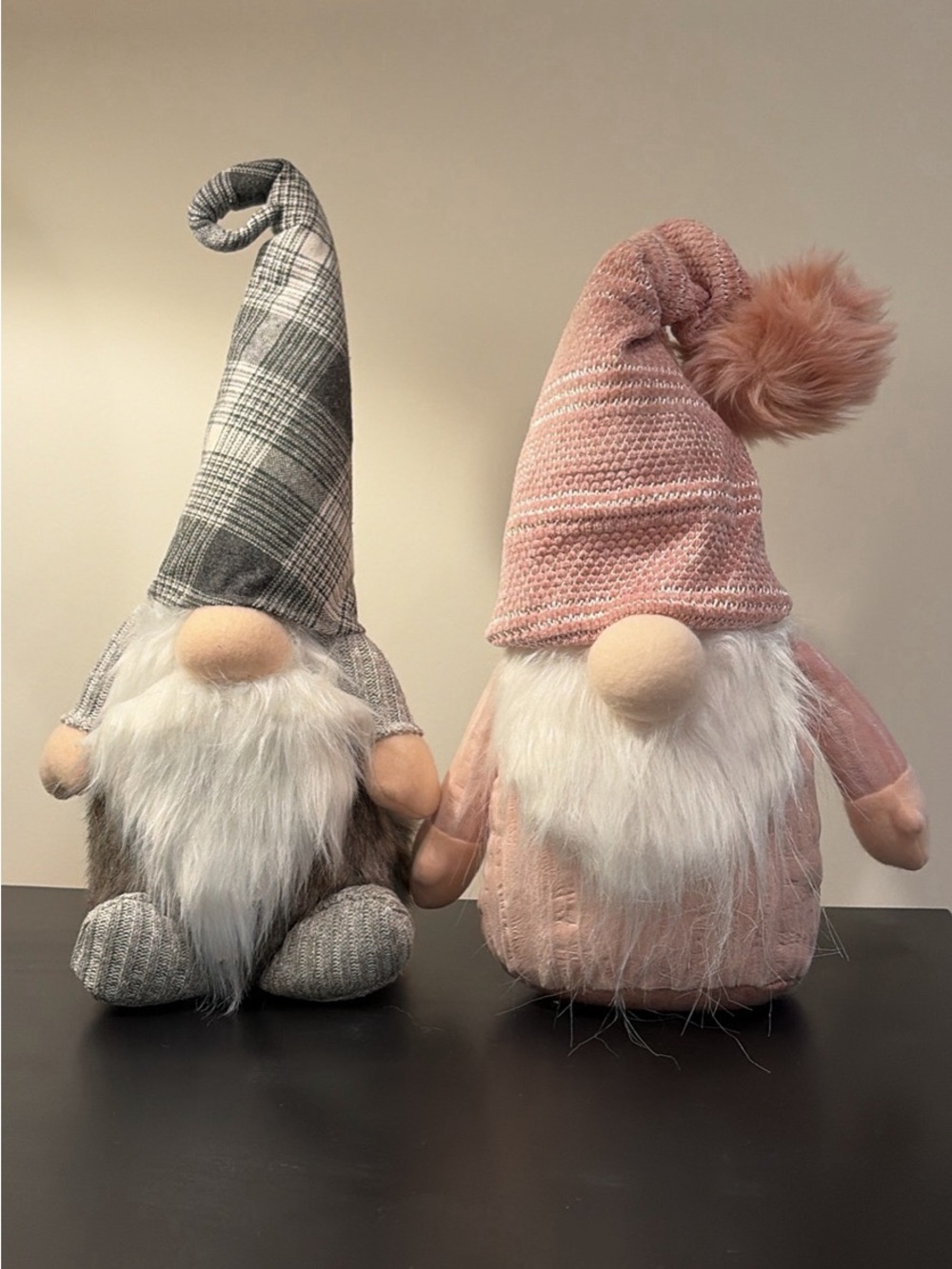 Decorative Plush Nordic Gnome Pair - Pink and Gray